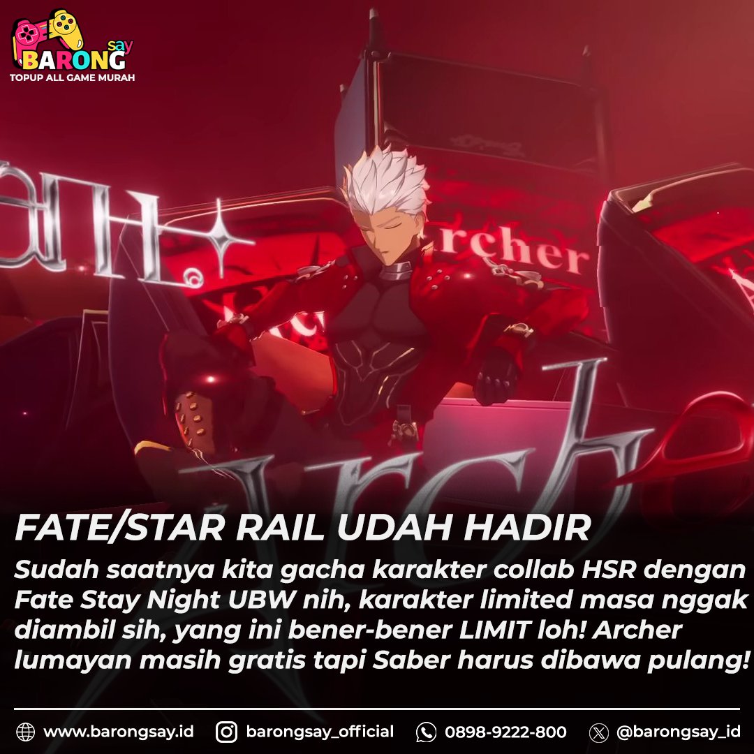 Kapan lagi HSR collab sama anime, apalagi sama FATE SERIES. Kalian gacha Saber gak nih?

📌TEMPAT TOP UP HSR, GENSHIN, ZZZ and many more LEGAL, AMAN, TERPERCAYA:
➤ Hanya di BARONGSAY.ID! Proses kilat
➤ Layanan Top Up Aktif 24 Jam, transaksi melalui website