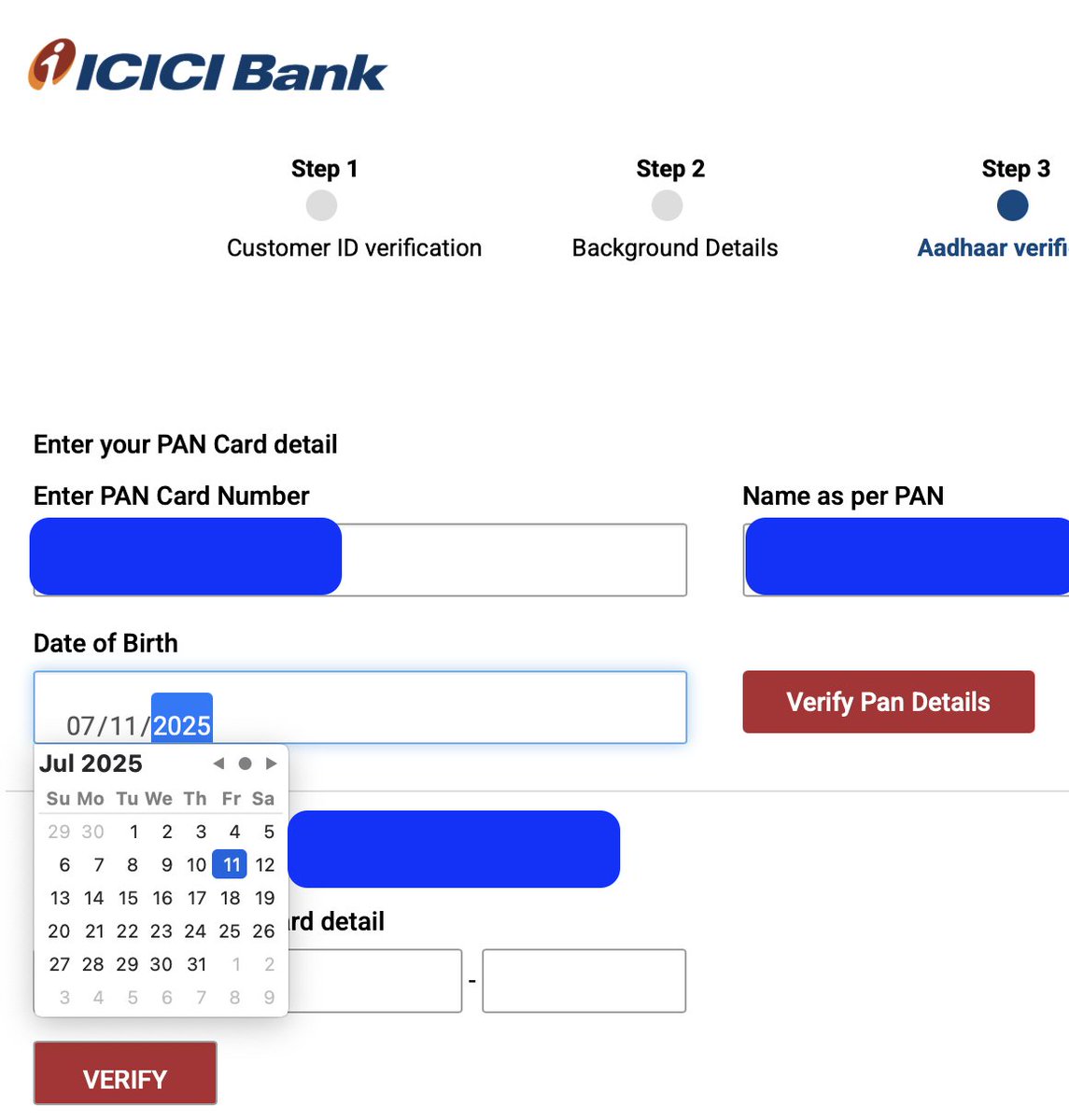 swaroopjcse's tweet photo. @ICICIBank_Care  @ICICIBank One of your FastTag KYC prompts has a date-picker widget for the DOB, which does not allow easy navigation to the previous years. Given my age, I'll have to click on that small left-arrow ~500 times to get to my DOB! Terrible #uiuxdesign https://t.co/Ty2nOfainO