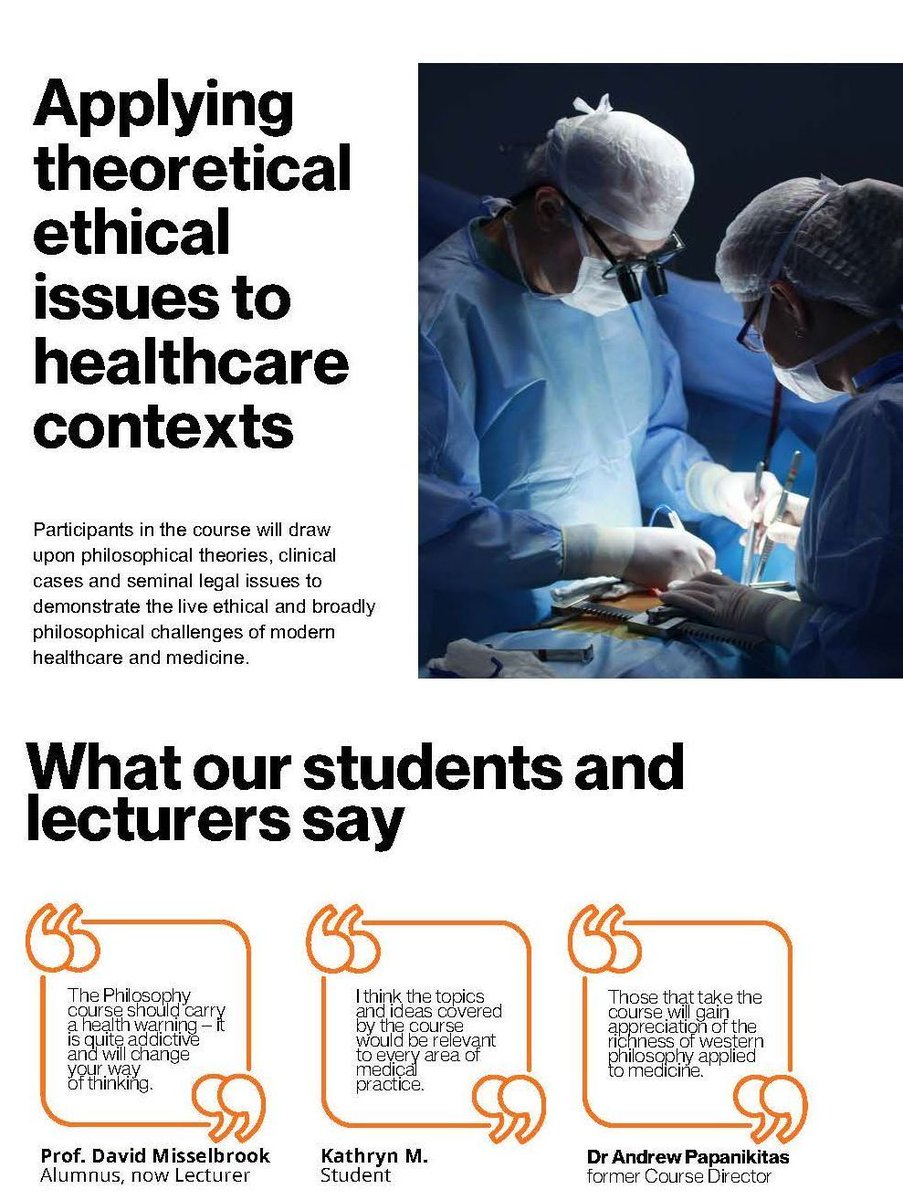 CfHealthStudies's tweet image. Are you interested in the Ethics & Philosophy of Medicine Course? Still making up your mind? Why not join us for our online open days via Zoom. This is a chance to meet Pete, Course Dir. & Matt, Training Manager - Email academictraining@apothecaries.org