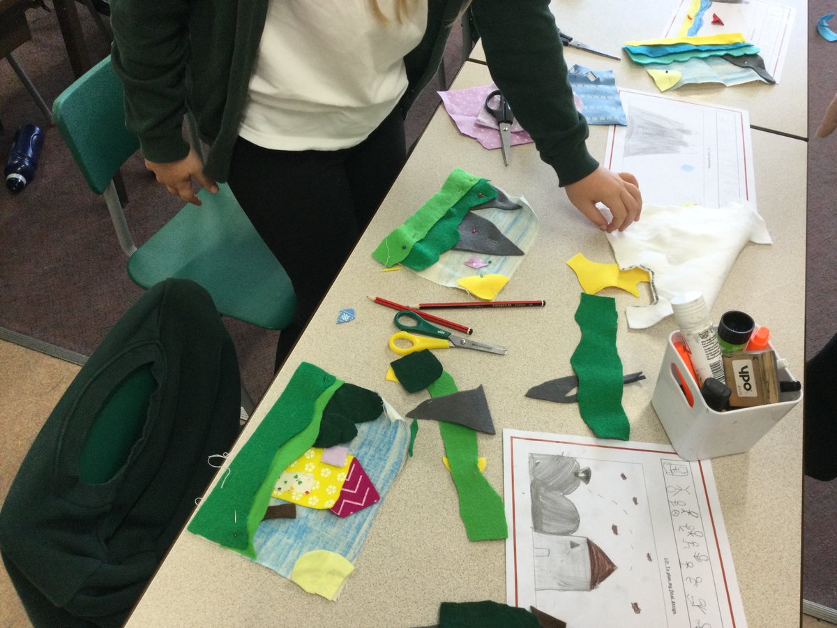 The children in year 4 have been completing their art work based on the artist Janet Bolton. They have used her technique of appliqué to create their art and their next step will be to sew their composition together.