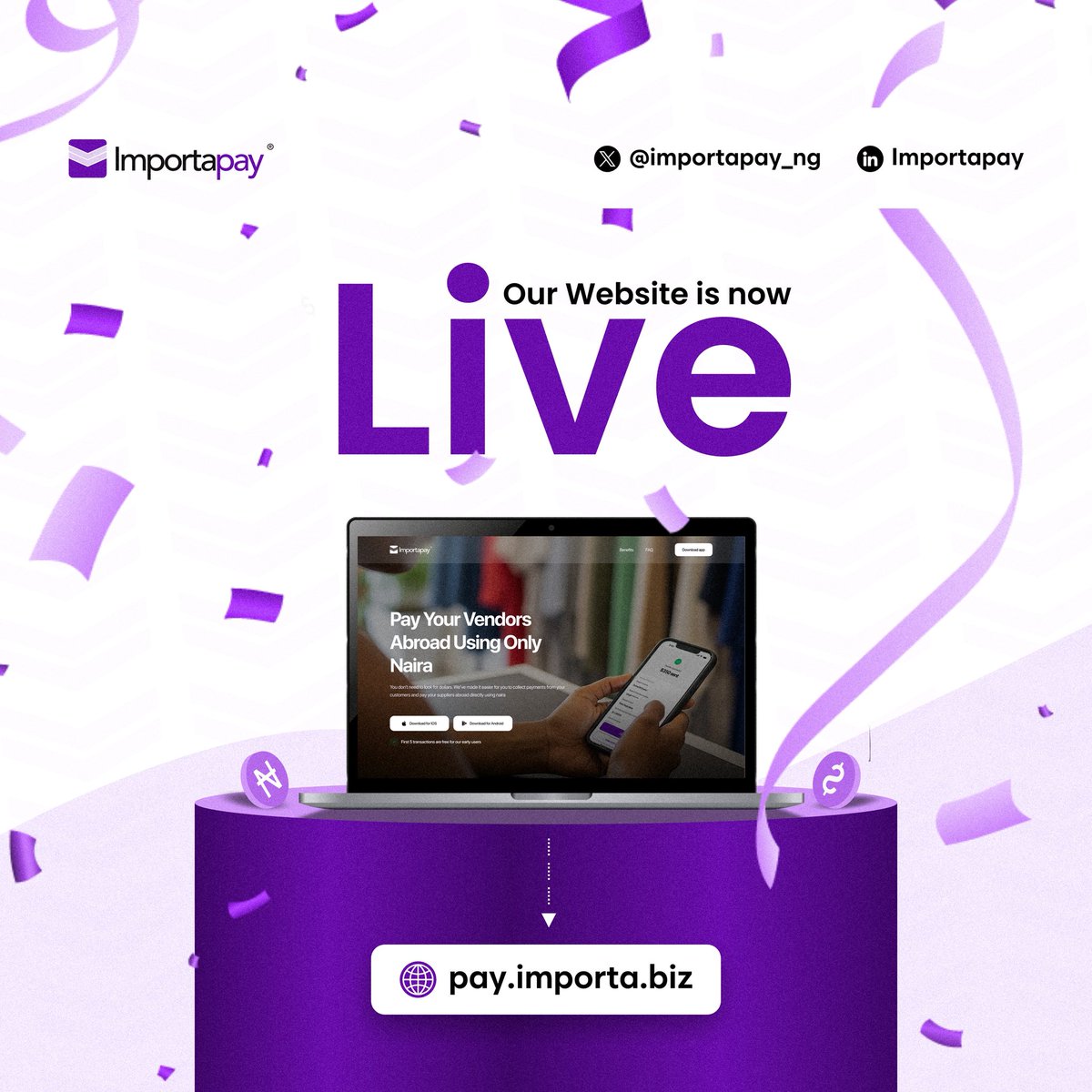 🚨 We’re live!
Our landing page is now up at pay.importa.biz 🎉

ImportaPay is here to simplify how Africans send &amp; spend globally—faster, cheaper, and smarter.

Check it out and let us know what you think! 🌍
#ImportaPay #FinTech #AfricaRising #GlobalPayments #Startup
