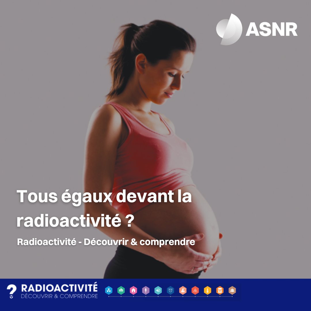 ASNR_FR's tweet image. #LeSaviezVous Nous ne sommes pas tous égaux face à la #radioactivité. Notre sensibilité varie : génétique, âge, sexe, ou certaines situations particulières, comme la #grossesse. Quels sont les #risques ? Comment s’en prémunir ?
Réponses ici👉 expo-radioactivite.irsn.fr/thematiques/le… 
#Pédagogie