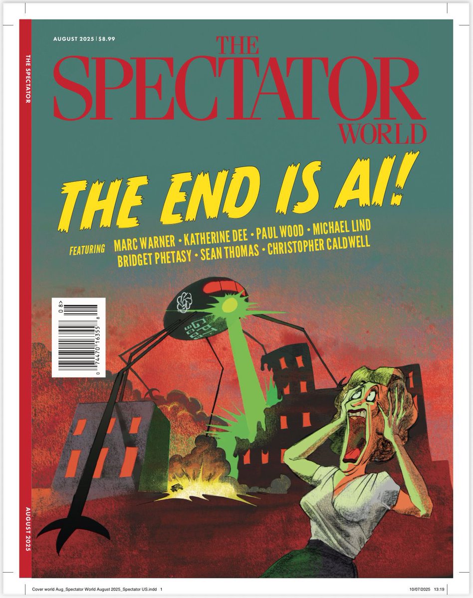 Freddygray31's tweet image. We’ve just sent our August @TheSpectator off to press. It’s an AI special — jam-packed with terrifyingly brilliant stuff 👇