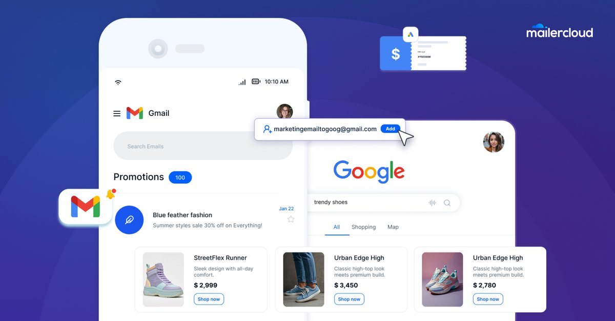mailercloud's tweet image. 📣 Big news from Google!
Your marketing emails will now show up in Gmail search results. 📬👀
What does this mean for marketers? More visibility. More clicks. More results.

Read how to make your campaigns stand out:
🔗 vist.ly/3n93qrv