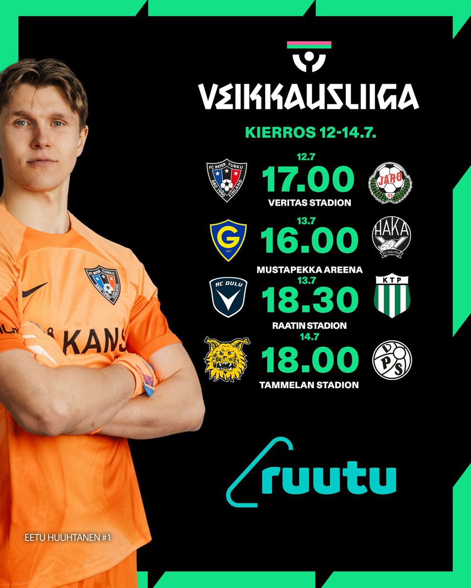 Huomenna pelit jatkuvat🔥
Jatkuuko FC Interin hurja vire?🤩
#tältätuntuu #veikkausliiga