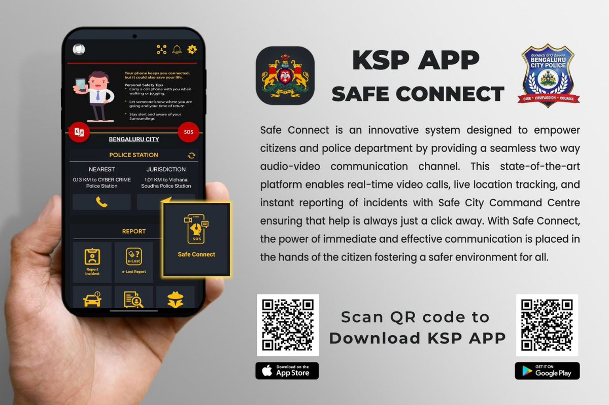 ಒಂದು ಕ್ಲಿಕ್. ತಕ್ಷಣದ ಸಹಾಯ!KSP ಆಪ್‌ನಲ್ಲಿ ಸೇಫ್ ಕನೆಕ್ಟ್‌ನೊಂದಿಗೆ, ನೀವು ಎಂದಿಗೂ ಒಂಟಿಯಾಗಿರುವುದಿಲ್ಲ. ನೈಜ-ಸಮಯದ ವಿಡಿಯೋ ಕರೆಗಳು, ನಿರ್ದಿಷ್ಟ ಸ್ಥಳದ ಟ್ರ್ಯಾಕಿಂಗ್, ತ್ವರಿತ ವರದಿಗಳು—ನಿಮ್ಮ ಸುರಕ್ಷತೆ ಒಂದು ಟ್ಯಾಪ್ ದೂರದಲ್ಲಿದೆ

ಈಗಲೇ ಡೌನ್‌ಲೋಡ್ ಮಾಡಿ!

One click. Instant help.With Safe Connect on the KSP App,