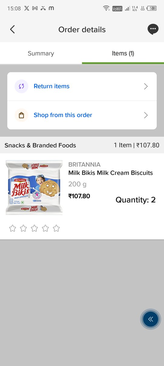 kshatriyakhoon's tweet image. @bigbasket_com, triple whammy! 80 mins late delivery, wrong biscuit variant &amp;amp; wrong weight (188g instead of 200g advertised). Can you please deliver the correct product (200g) as ordered? 😒 #BigBasket #DeliveryFail #OrderIssues! 😡 #BigBasketFail #WrongDelivery
