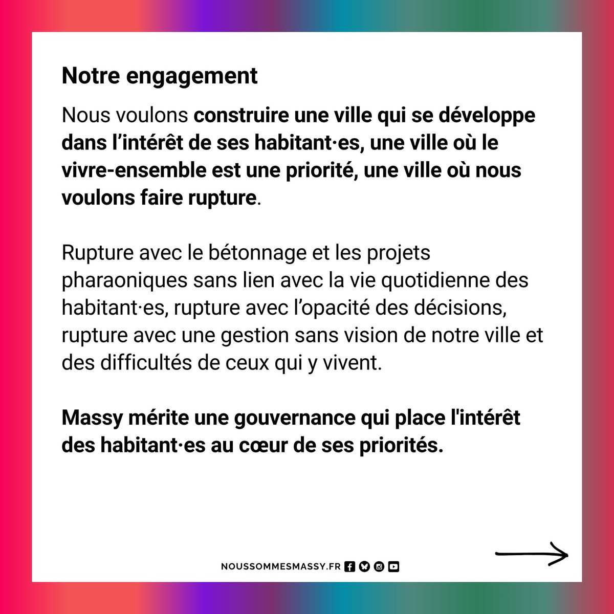 🗳️ Pour que Massy respire ! 

🤝 Nous Sommes Massy a lancé un appel au rassemblement des citoyen·es, des forces de Gauche et Écologistes pour Massy. 

✍️ Nous vous invitons à soutenir ce rassemblement en signant l’appel sur notre site.