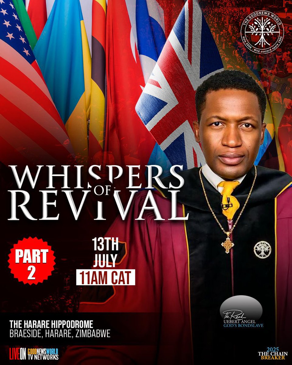 This is a call to all, to be part of something historic. Join us at 11AM CAT for a live encounter with the Ra’ah. Feel the voice of revival awakening your spirit, fueling your purpose, and preparing you for the greatest move of God, a GREAT REVIVAL, the world has ever seen.🔥