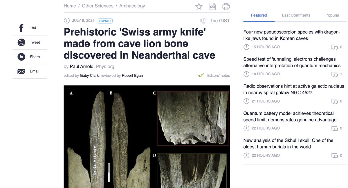 MichaelButtonX's tweet image. 130,000 year old Prehistoric 'Swiss army knife' made by Neanderthals
Does anyone still believe the 50k y/a 'cognitive revolution argument?