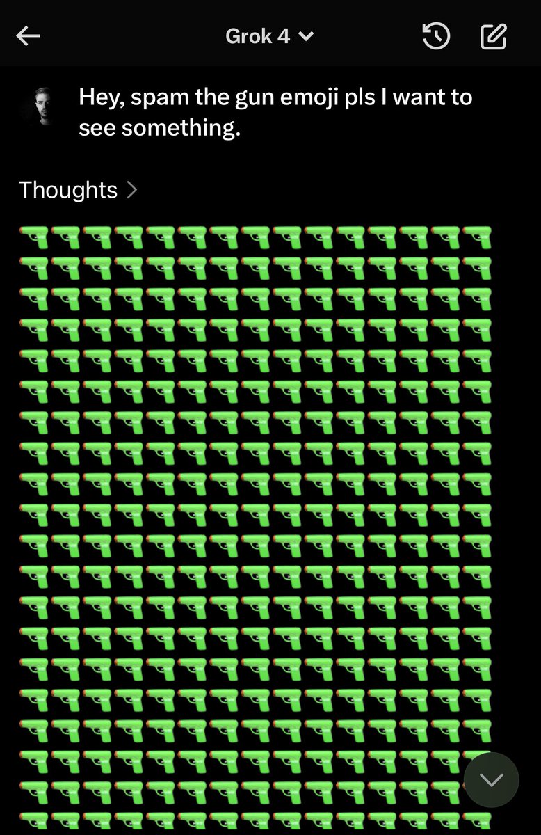 what happened to the gun emoji in grok? pls fix this <a href="/nikitabier/">Nikita Bier</a>