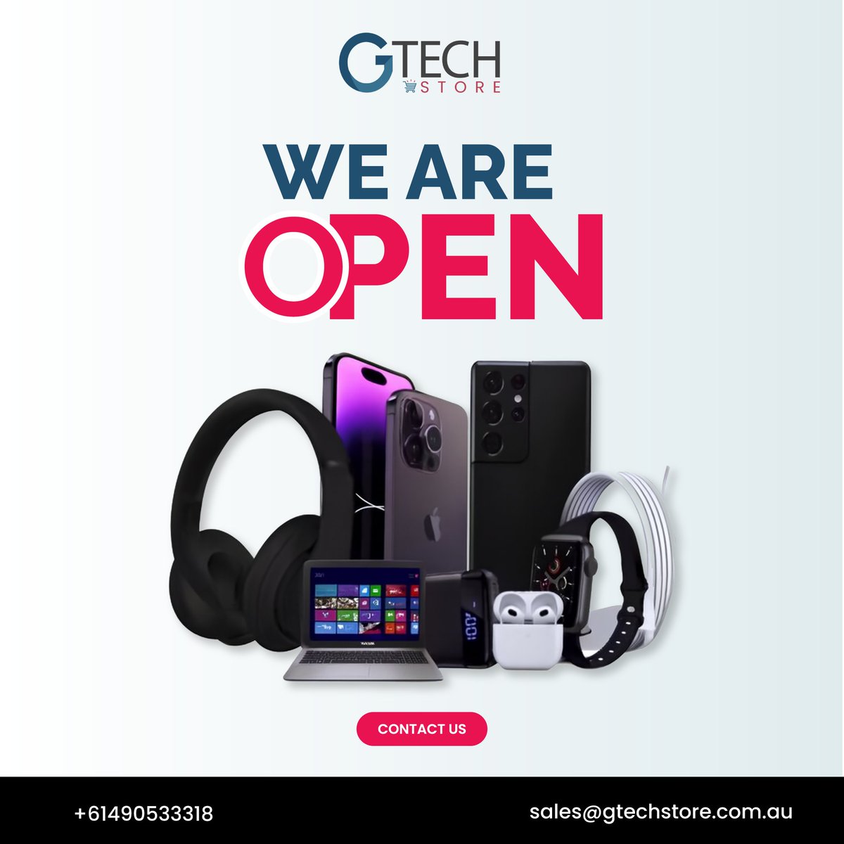 GTechStore86's tweet image. 🚨 We’re OPEN! 🚨
Find the latest tech gadgets at GTech Store! From smartphones to laptops, accessories, and more—shop now for the best deals.

Visit us at 👉 gtechstore.com.au

#GTechStore #TechDeals #ShopNow #TechLovers #OpenForBusiness