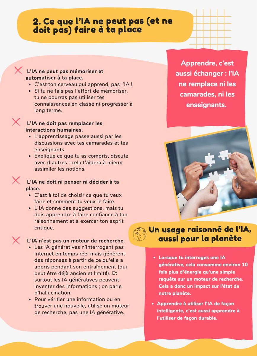 sophiaefrance's tweet image. 📘 L’#IA dans les devoirs : un défi pour l’#apprentissage autonome.
L&apos; @Académie_Paris propose un guide clair pour encadrer l’usage de l’IA à la maison : niveaux d’autorisation, prompts efficaces, esprit critique… 
media.licdn.com/dms/document/m…