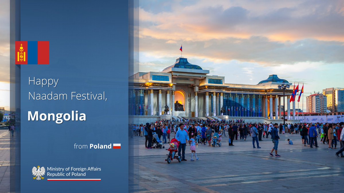 Best wishes to the people of Mongolia 🇲🇳 on the occasion of the Great National Holiday – Naadam! 🎉

Warm greetings from Poland 🇵🇱 as we celebrate the 75th anniversary of diplomatic relations between our countries.

🇵🇱🇲🇳