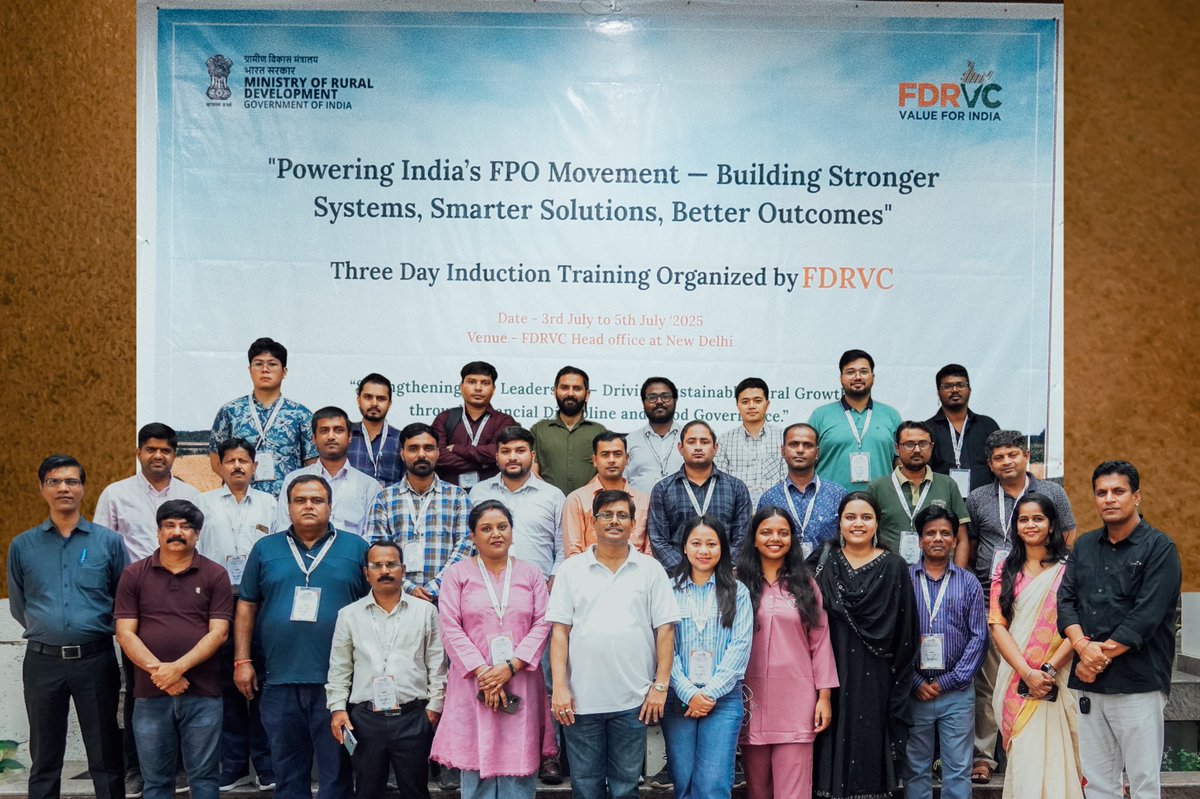 FDRVC hosted a 3-day induction training at Delhi HQ, empowering FPO leaders with insights on finance, procurement, and compliance—strengthening rural economies through capacity building, transparency, and sustainable leadership. #FPO #RuralDevelopment