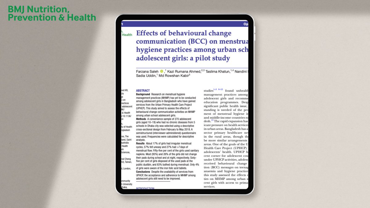 Unlocking the power of communication! Diving into a pilot study on how behavioural change communication can transform menstrual hygiene practices among urban school girls. 🛁 🔴 💧 

bit.ly/3zKPFmB

#HealthyHabits #MenstrualHygiene