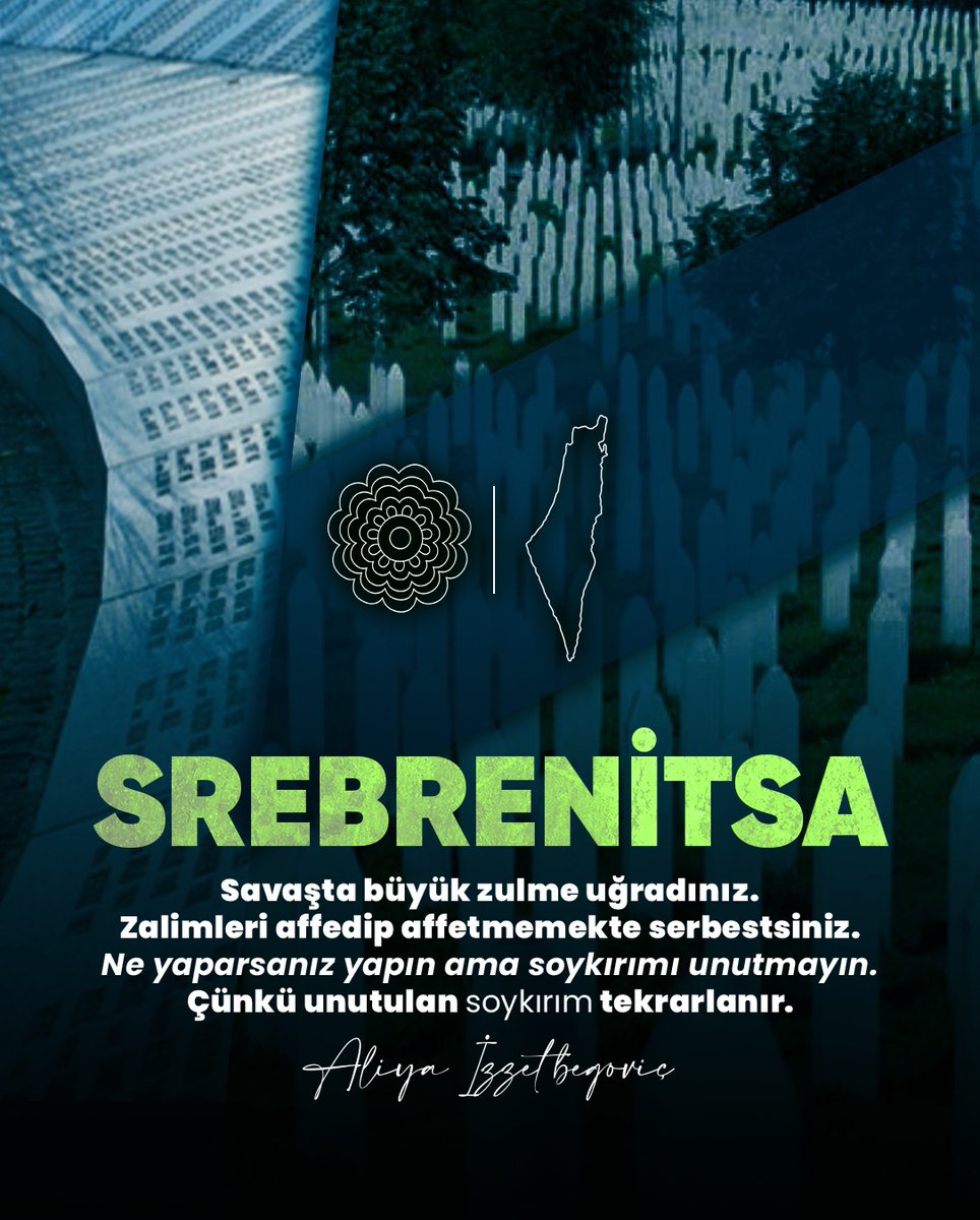 Birleşmiş Milletler bayrağı altında, dünyanın gözü önünde işlenen bir soykırımın yıldönümü bugün. 1995’te Avrupa’nın göbeğinde,  8.372 Boşnak katledildi.

#Srebrenitsa bitti sananlar, bugün Gazze'deki utanç aynasına bakmalı. BM, insan hakları örgütleri... Hepsi kağıt üstünde bir