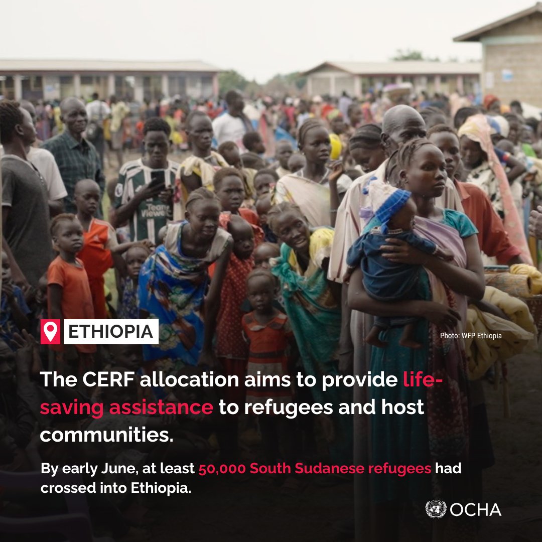 UNOCHA_ROSEA's tweet image. The humanitarian situation along the Ethiopia–South Sudan border has rapidly deteriorated due to escalating violence and political instability in #SouthSudan.
@UNCERF has allocated $3 million to provide assistance for refugees and host communities.