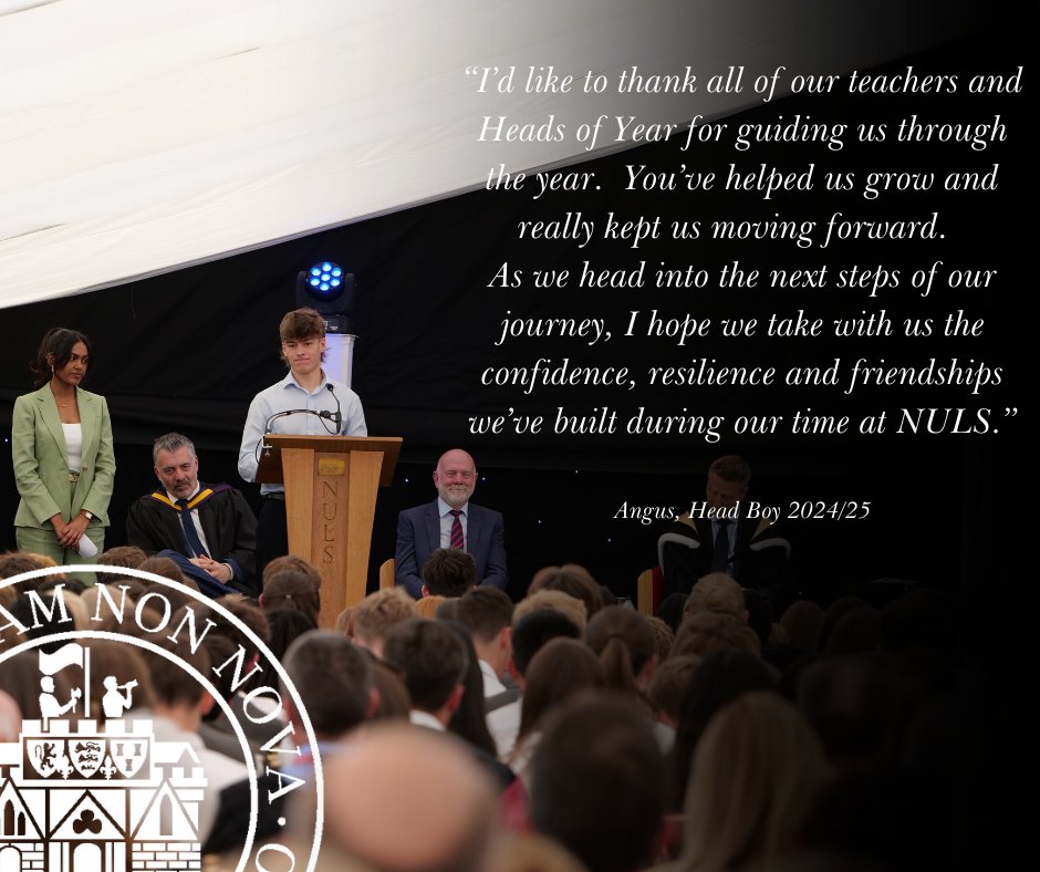 Prize Giving 2025 - Student leader reflections ✨

Our 2024/25 Head Boy and Head Girl, Angus and Nisha, reflected on their time at NULS with maturity and wisdom - the leadership qualities that have made them such outstanding role models.

#WeareNULS