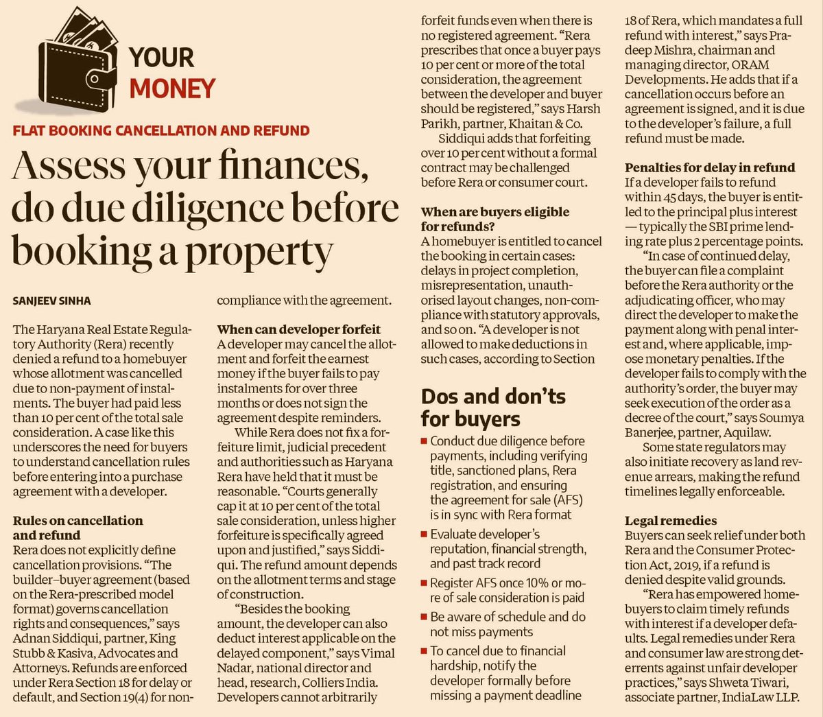 sinhasanjeev201's tweet image. Before paying any amount towards booking a property, homebuyers must take comprehensive legal and technical precautions. Here's why:
#FlatBooking #FlatBookingCancellation #HaryanaRERA #BusinessStandard
