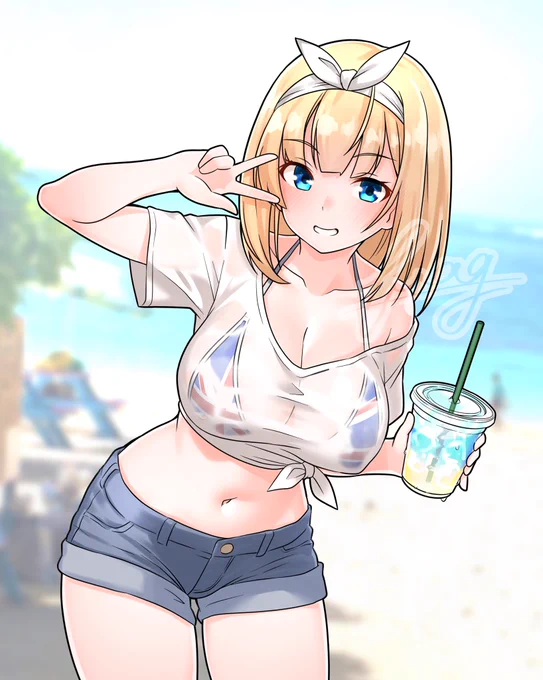 サマーなロドニー 星条旗ビキニがあるならユニオンジャックビキニがあったって良いですよね(◜ᴗ◝ ) #艦これ