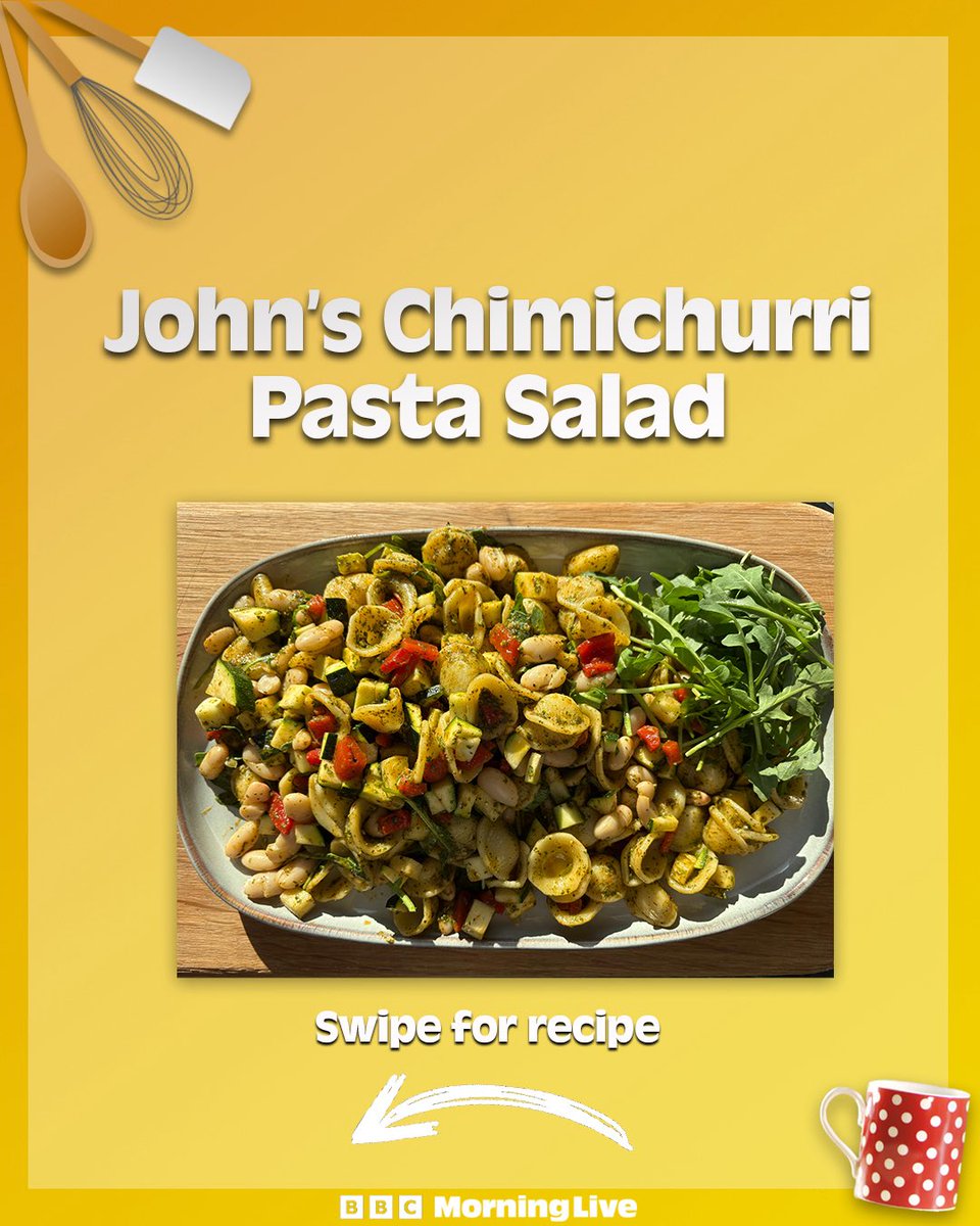 BBCMorningLive's tweet image. 🥒Here’s chef John Gregory Smith’s chimichurri pasta salad, the perfect fresh dish to serve up this summer!