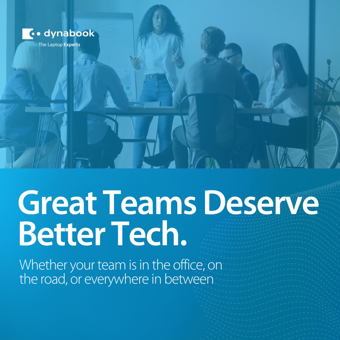 Behind every great team is the tech that helps them stay connected, collaborative and ready to adapt.

Because great teamwork shouldn’t be slowed down by outdated tech.

#DynabookANZ