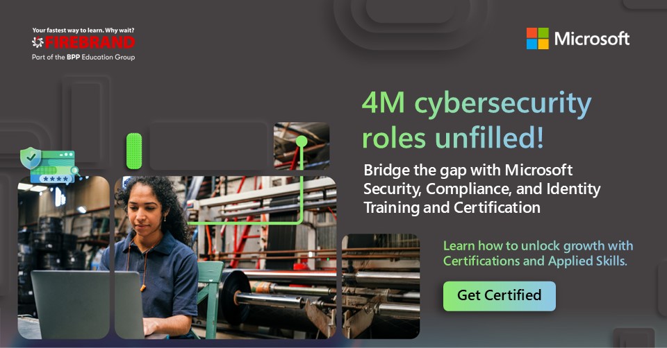 Cyber threats grow; organisations need skilled experts. Microsoft Security Training helps protect data and manage risks.

Build your skills. Get certified.
ow.ly/JwRH50WeBW8

#Microsoft #Cybersecurity #Compliance #SecurityCert #TechSkills #FirebrandTraining #BeAFirebrand
