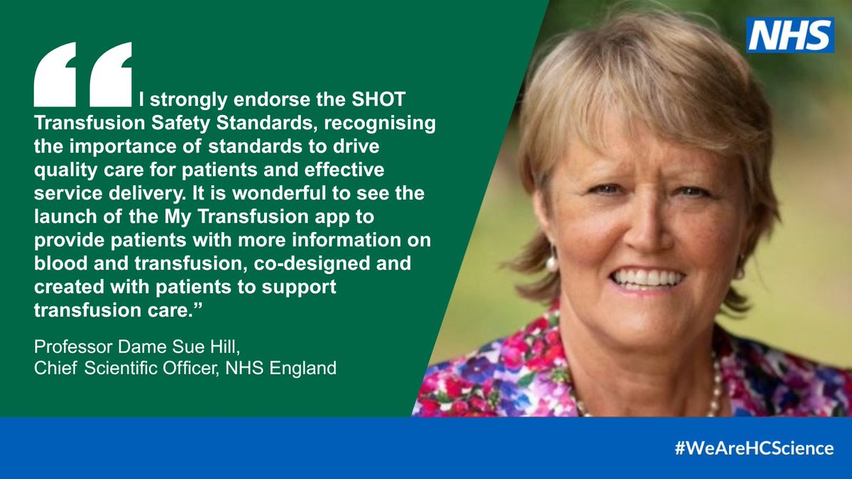 CSOSue's tweet image. The SHOT Transfusion Safety Standards and My Transfusion app have been launched to enhance patient safety and information provision for blood transfusion services.