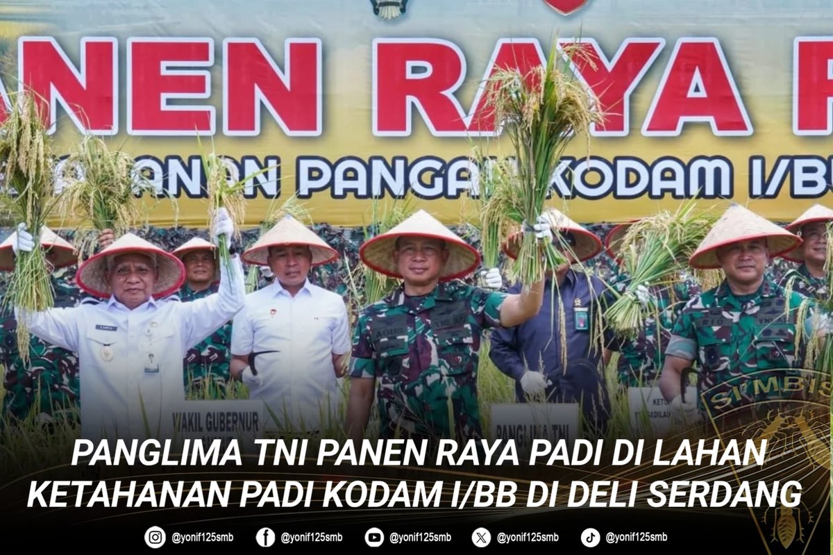 yonif125smb's tweet photo. Panglima TNI Panen Raya Padi di Lahan Ketahanan Padi Kodam I/BB di Deli Serdang https://t.co/nZa9muTC9F