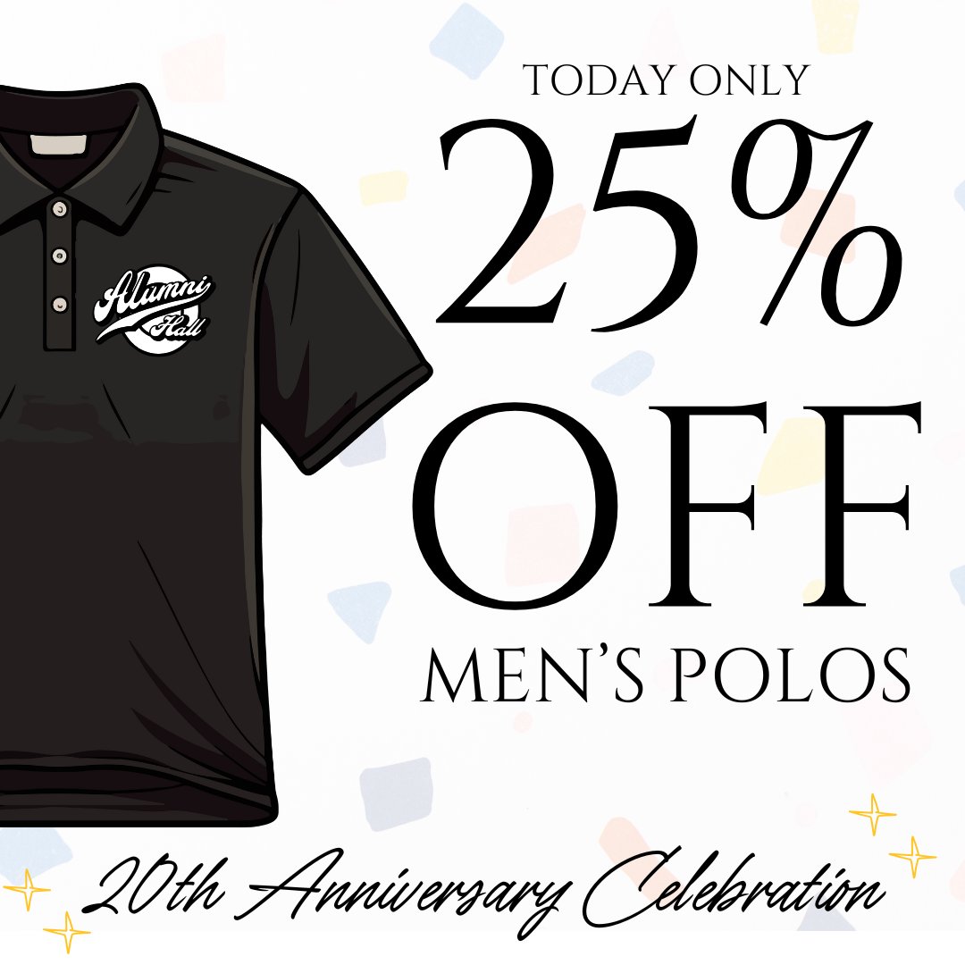 Shop Men's Polos 25% Off TODAY ONLY 🎉 Don't miss out on this amazing deal in-store and online!
alumnihall.com