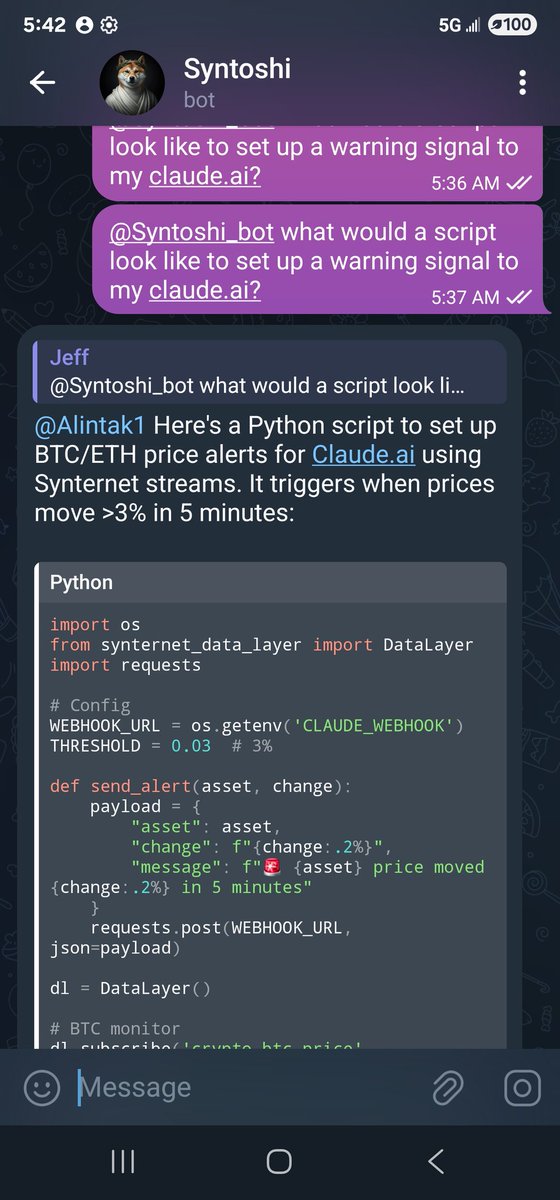 Alintak2's tweet photo. #crypto #synt #synternet #A.I. #syntoshi
Synternets flagship AI teaching me how to tie in my ai to the live data streams: https://t.co/Fr522VK4Th