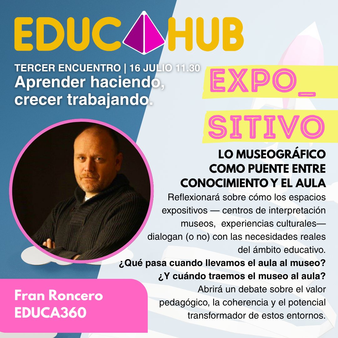 🎙️ CUATRO MIRADAS, UN MISMO PROPÓSITO: EDUCAR CON SENTIDO.

Descubre quiénes serán las personas ponentes del próximo #EDUCAHUB 

📌 Referente
📌 Vocacional
📌 Disruptivo
📌 Expositivo

 🎟️ meetup.com/educahub/event…

 #educación #docencia #transformación #educa360