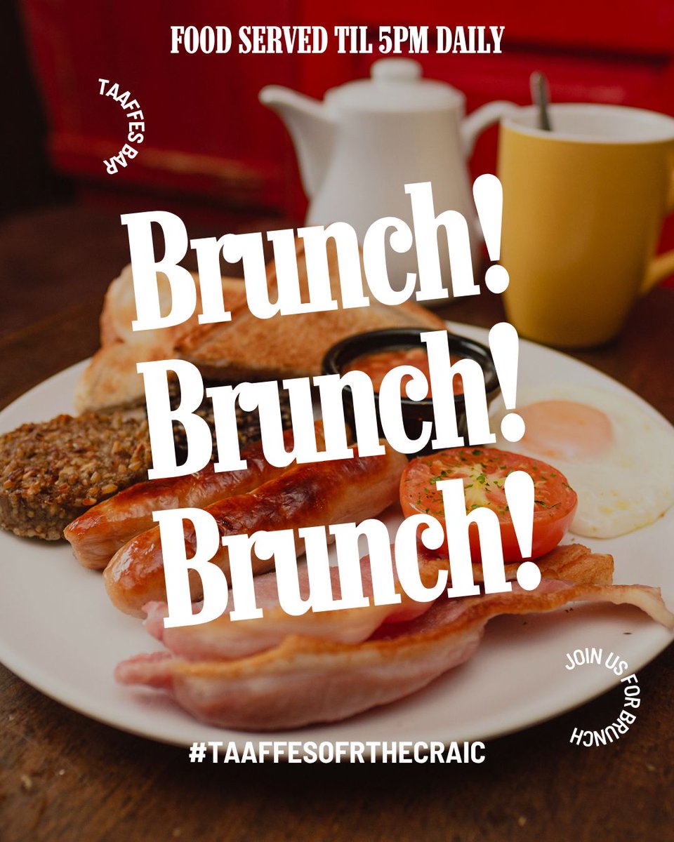 Weekends call for brunch - and we’re serving til 5pm daily 😉 

Full Irish? Toasties and soup? We’ve got you 🍴 

#taaffesforthecraic #galwaybreakfast #galwaybrunch #galwayfood