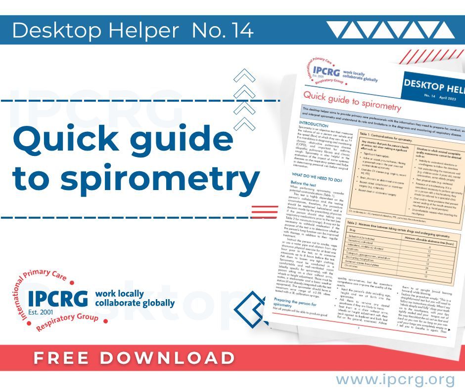 IPCRG's tweet image. 📚 Read our Quick Guide to Spirometry desktop helper for primary care professionals! Get all the info you need about spirometry - from preparation to interpretation. Now available in multiple languages.
Learn more at:
buff.ly/bSWPFY7
#Spirometry