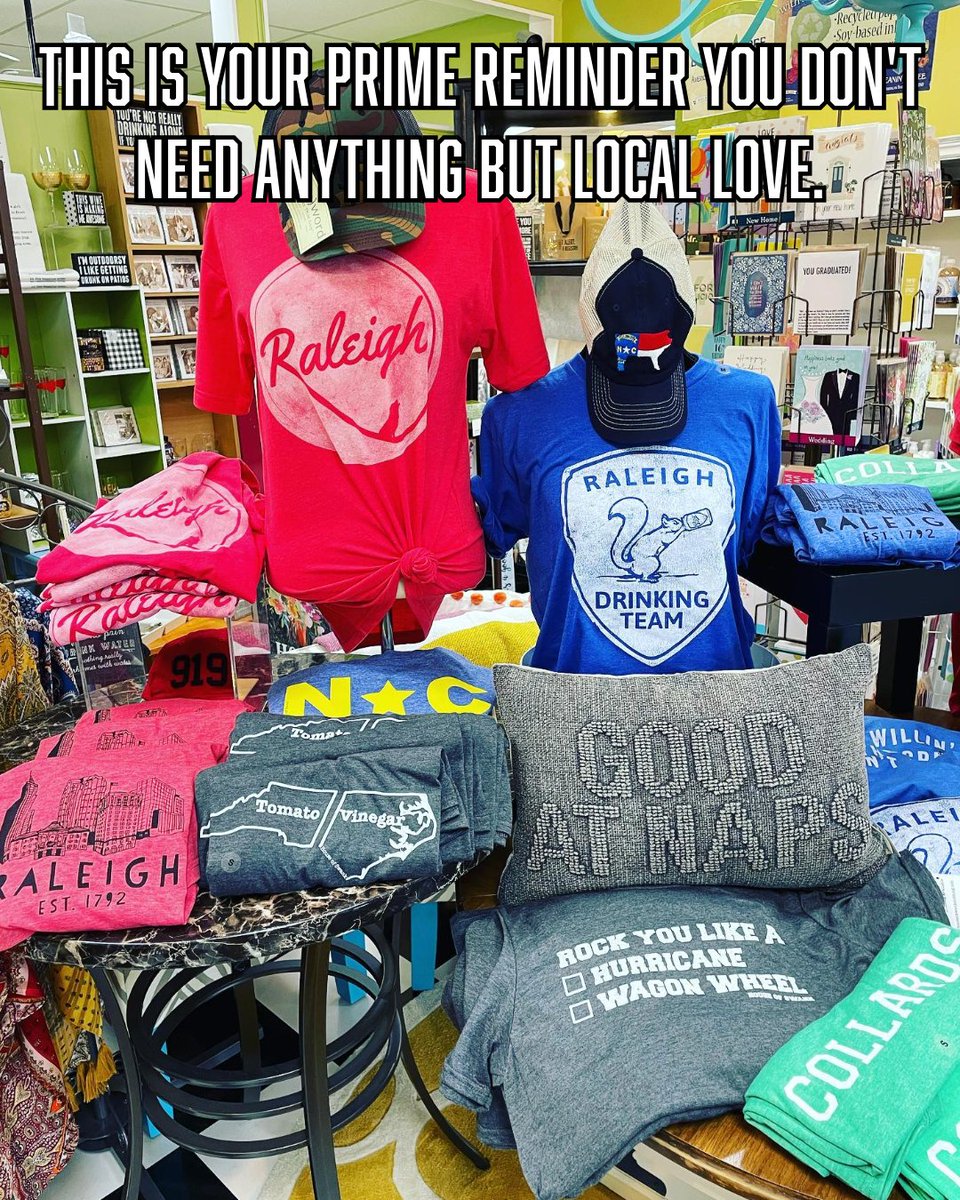ShopLocRaleigh's tweet image. Skip Prime Day and check out a local shop, maker, or boutique right in your own backyard.💖 When you spend your dollars locally, you’re:
🌱 Helping your neighbors
💼 Keeping jobs in your community
🎨 Backing unique, one-of-a-kind businesses
💖 Investing in your local economy