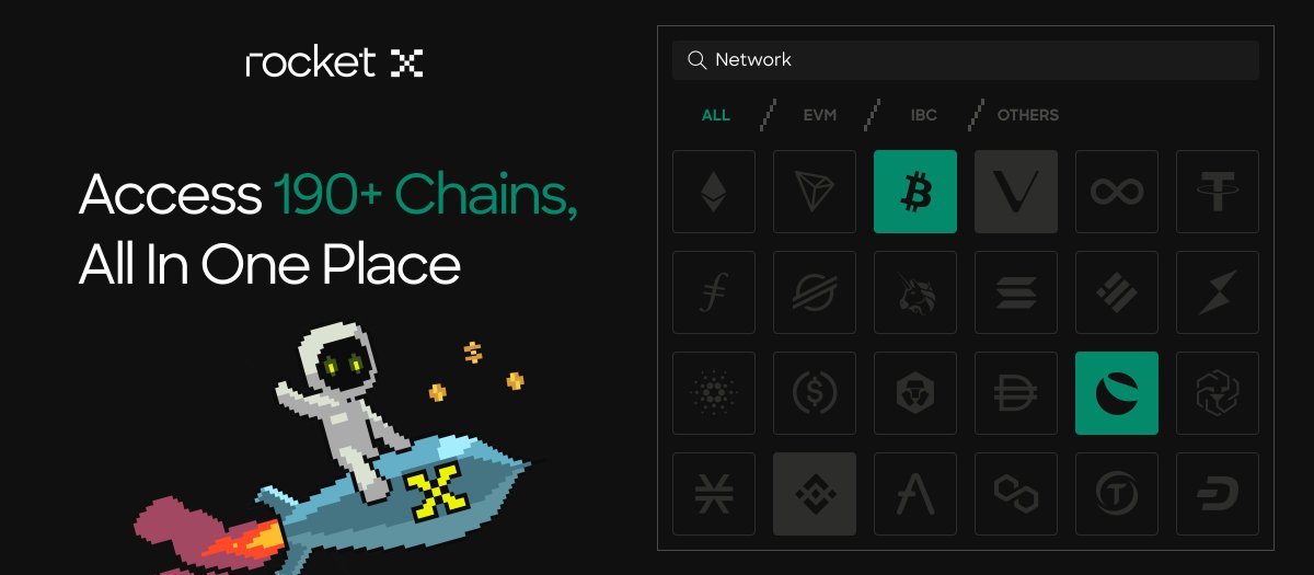 Simplify your swaps: 190+ blockchains, one UI, one click, every token. 💥 

Ready, set, swap! 🚀: app.rocketx.exchange/swap 

Any Token / Anywhere / Any Time. #JustRocketX $RVF
