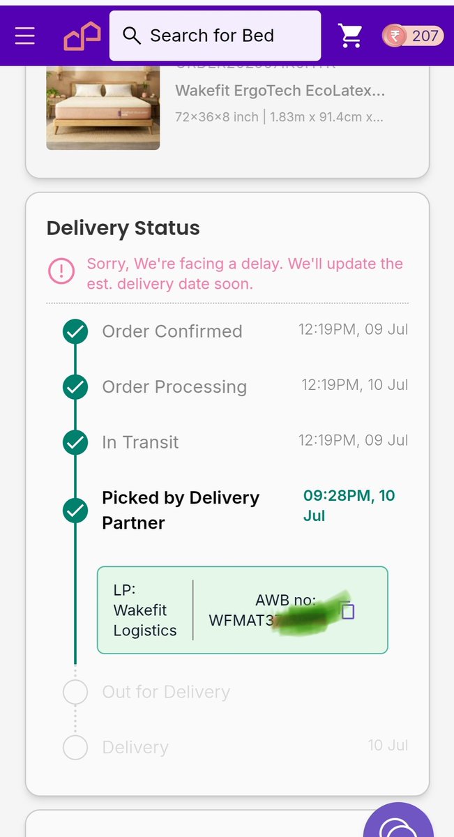 Nagu_hyd's tweet photo. @WakefitCo @SupportWakefit  mattress which is promised to deliver on 10/7, there no attempt happened yet. I am reaching CC multiple times getting similar response "wait 24 to 48 hours". Pls take some action and deliver #poorcustomerservice #wakefit @KurlOnOfficial @Duroflex_world https://t.co/oDh4IWpuNr