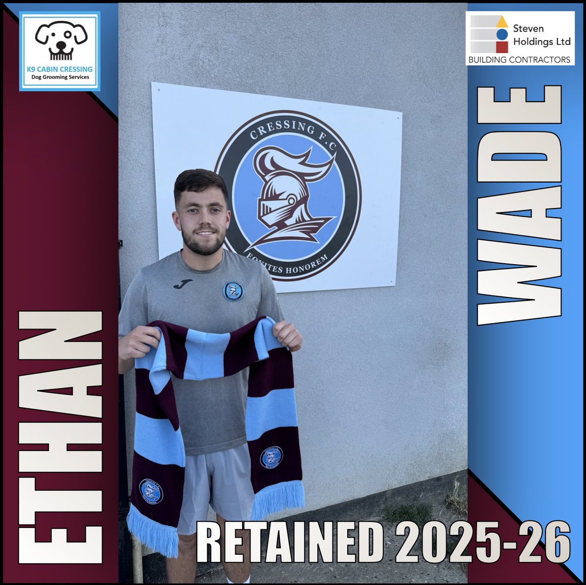 CressingFC's tweet image. RETAINED 2025/26 🤝

Ethan Wade the managers player from last season returns💥

Up the Cressing!⚽️

#CressingFC
#K9CabinCressing
#StevenHoldingsLTD
#UTC