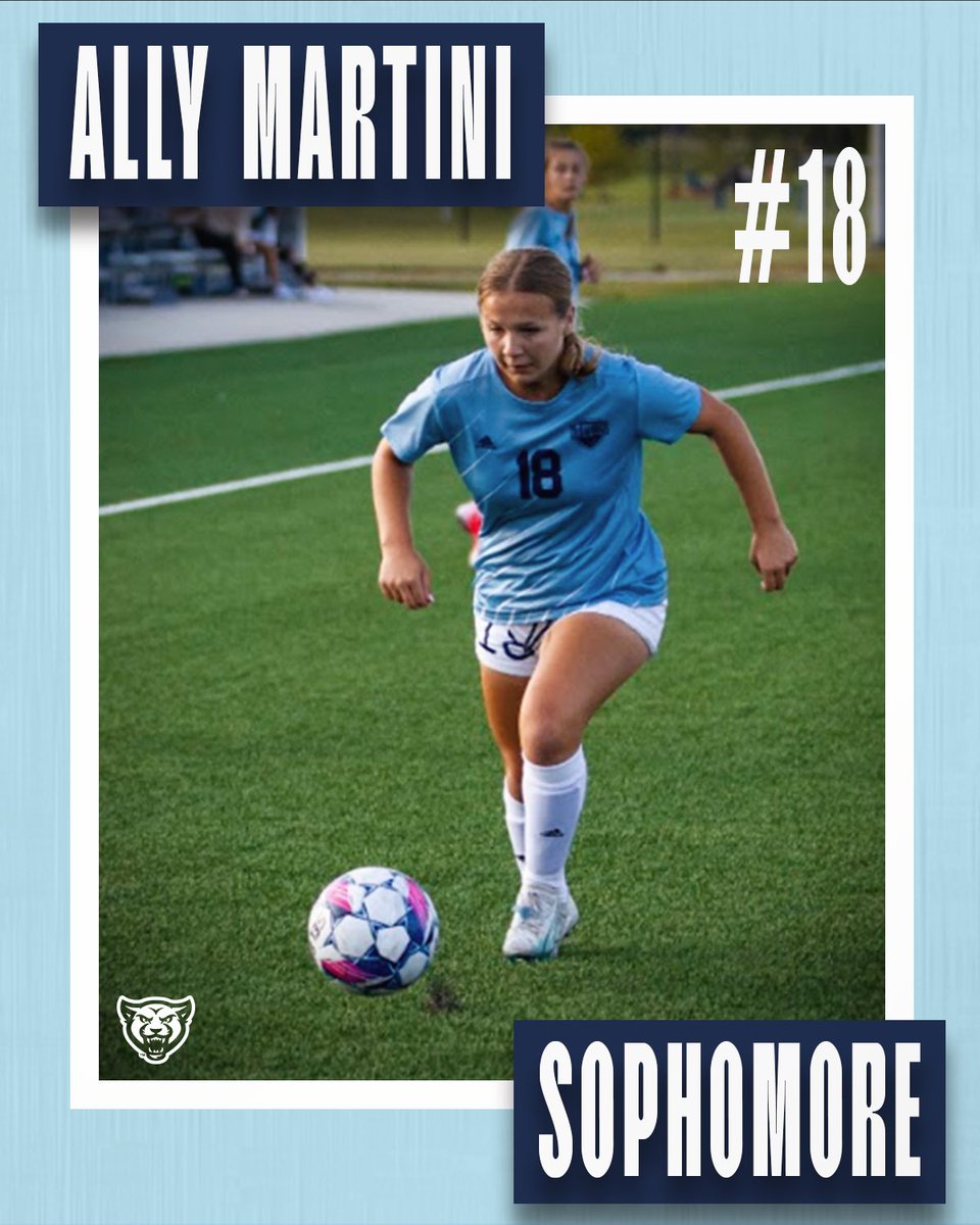 Next up returning this upcoming fall we have Sophomore #18 Ally Martini! ⚽️🩵

Here are some fun facts about Ally you might not know:
-Her favorite color is orange.
-Chipotle is her favorite restaurant.
-She likes to do her nails.