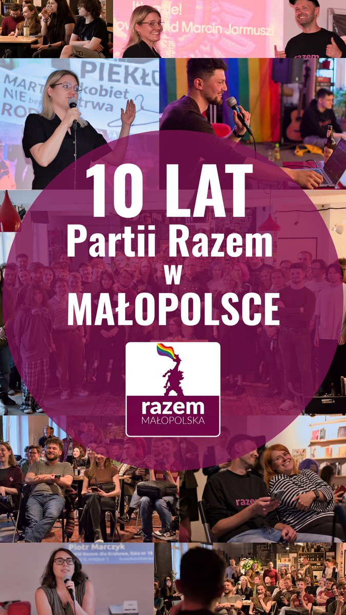 RazemKrakow's tweet photo. Wczoraj świętowaliśmy 10. urodziny @partiarazem i 10. rocznicę powołania pierwszego Zarządu Okręgu w Małopolsce 🎉
Dziękujemy wszystkim przyjaciołom Partii: to dzięki Wam możemy działać i walczyć o równość, sprawiedliwość i solidarną Polskę!
Sto lat, Partio Razem! 🎂 https://t.co/qxU6xUeP5S