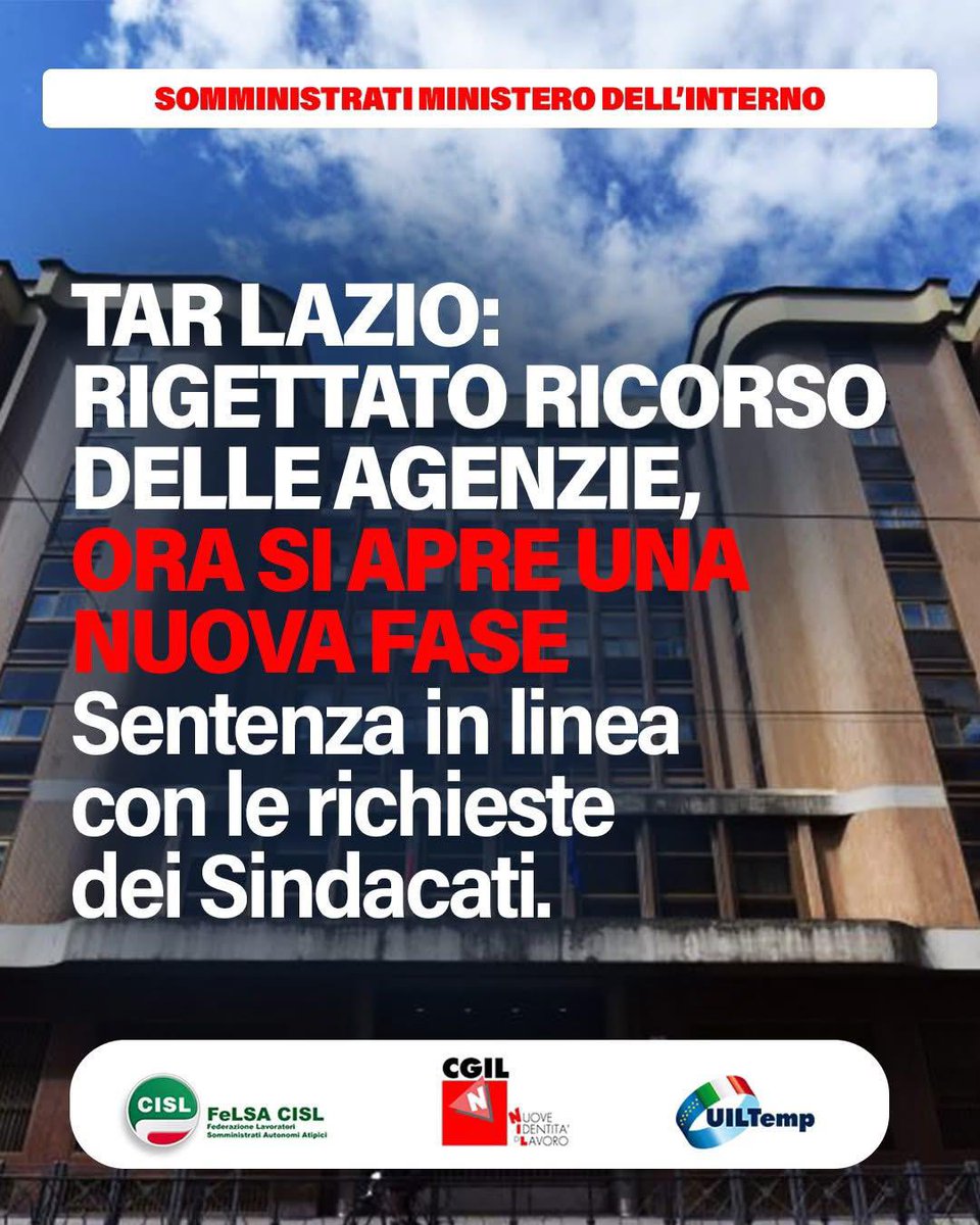 𝗧𝗔𝗥 𝗟𝗔𝗭𝗜𝗢, 𝗥𝗜𝗚𝗘𝗧𝗧𝗔𝗧𝗢 𝗜𝗟 𝗥𝗜𝗖𝗢𝗥𝗦𝗢 𝗗𝗘𝗟𝗟𝗘 𝗔𝗚𝗘𝗡𝗭𝗜𝗘, 𝗢𝗥𝗔 𝗦𝗜 𝗔𝗣𝗥𝗘 𝗨𝗡𝗔 𝗡𝗨𝗢𝗩𝗔 𝗙𝗔𝗦𝗘. 
Questo significa che la 𝗽𝗿𝗼𝗿𝗼𝗴𝗮 𝗱𝗲𝗹 𝗰𝗼𝗻𝘁𝗿𝗮𝘁𝘁𝗼 𝗳𝗶𝗻𝗼 𝗮 𝗴𝗲𝗻𝗻𝗮𝗶𝗼 𝟮𝟬𝟮𝟲 per le Questure è legittima 👇🏻