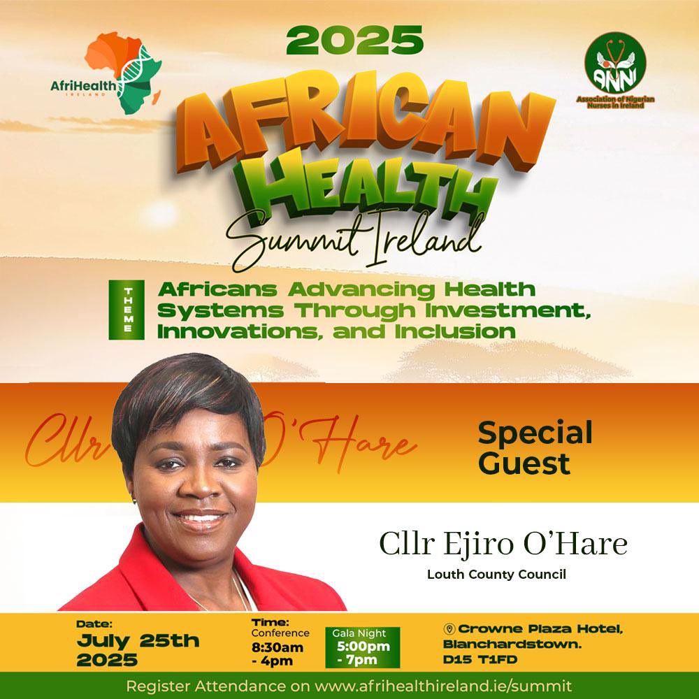 Association of Nigerian Nurses in Ireland (@anni_nurse) on Twitter photo We are honored to welcome <a href="/EjiroOhare/">Cllr Ejiro Ohare Stratton</a> to the African Health Summit Ireland 2025! <a href="/AfriHealthIre/">African Health Summit Ireland</a>
🎟️ Haven’t registered yet?
Tap the link in our bio now to secure your seat – don’t miss this!
afrihealthireland.ie/summit/
#Inclusion
#Investment
#HealthInnovation We are honored to welcome <a href="/EjiroOhare/">Cllr Ejiro Ohare Stratton</a> to the African Health Summit Ireland 2025! <a href="/AfriHealthIre/">African Health Summit Ireland</a>
🎟️ Haven’t registered yet?
Tap the link in our bio now to secure your seat – don’t miss this!
afrihealthireland.ie/summit/
#Inclusion
#Investment
#HealthInnovation