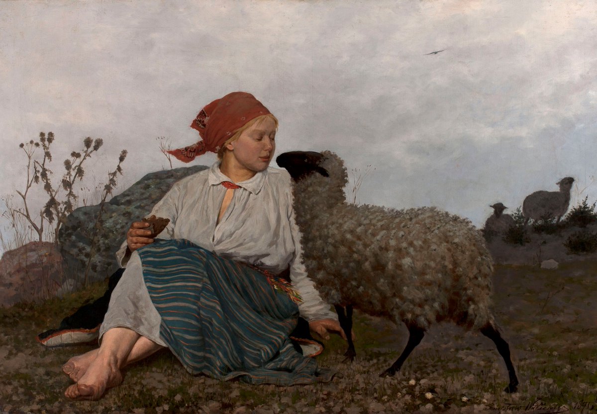 Stanisław Witkiewicz - Na pastwisku (olej na płótnie, 82 x 122,5 cm), 1875, Muzeum Narodowe w Warszawie. #PolishMastersofArt