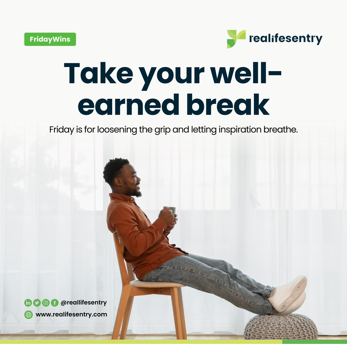 reallifesentry's tweet photo. You’ve earned this. ✨

Take a moment to breathe, reflect, and recharge.

Great ideas are born in rest. 🌿

#FridayWins #Realifesentry #WorkLifeBalance #EndStrong #InspirationMatters https://t.co/Bu0MmNoqzL