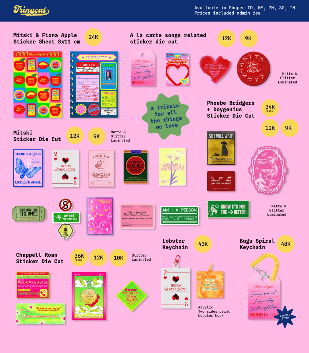 [reposts are appreciated ♡]

sticker, keychain, prints movies &amp; songs related.

⭐️ perfect days, all about lily chou chou, soulmate, shoplifters, twin peaks, wong kar-wai movies, monster, mitski, etc ⭐️

available in shopee 🇮🇩 🇵🇭 🇲🇾 🇹🇭 🇸🇬
shop here: linktr.ee/tringcat