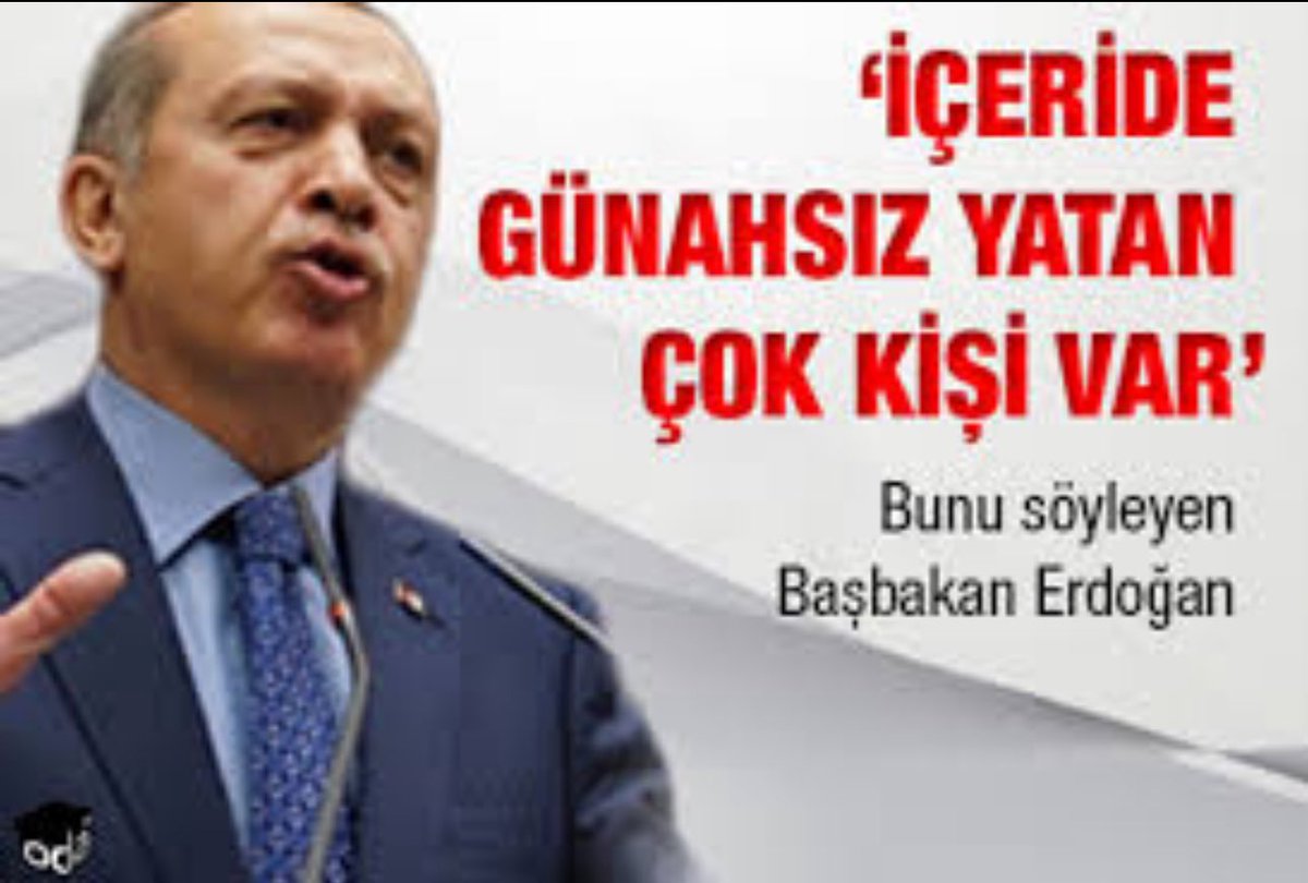 Arkadaşlar Sn <a href="/RTErdogan/">Recep Tayyip Erdoğan</a> 'a
Kendi sözleri ile seslenelim.

"İçeride  günahsız yatan çok kişi var"

SnErdoğan AFMüjdesi
<a href="/Akparti/">AK Parti</a>