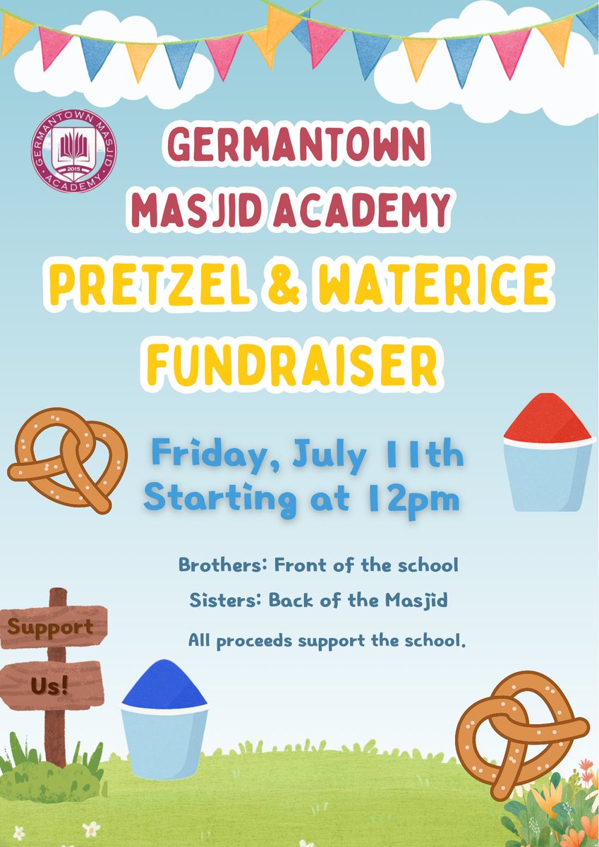 gtma_info's tweet image. 📣 Fundraising Event
Ways to support:
📍 Come by and purchase a cool treat
📍 Share this post
Cashapp: $germantownmasjidacademy
PayPal: gtownmasjidacademy
Stay tuned for upcoming fundraiser events