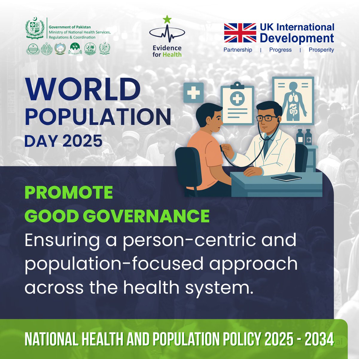 E4HProgramme's tweet image. On #WorldPopulationDay, we highlight Pakistan’s upcoming National Health and Population Policy 2025–2034 focusing on governance, human capital, family planning, data systems, multisectoral partnerships and balanced population growth. @nhsrcofficial