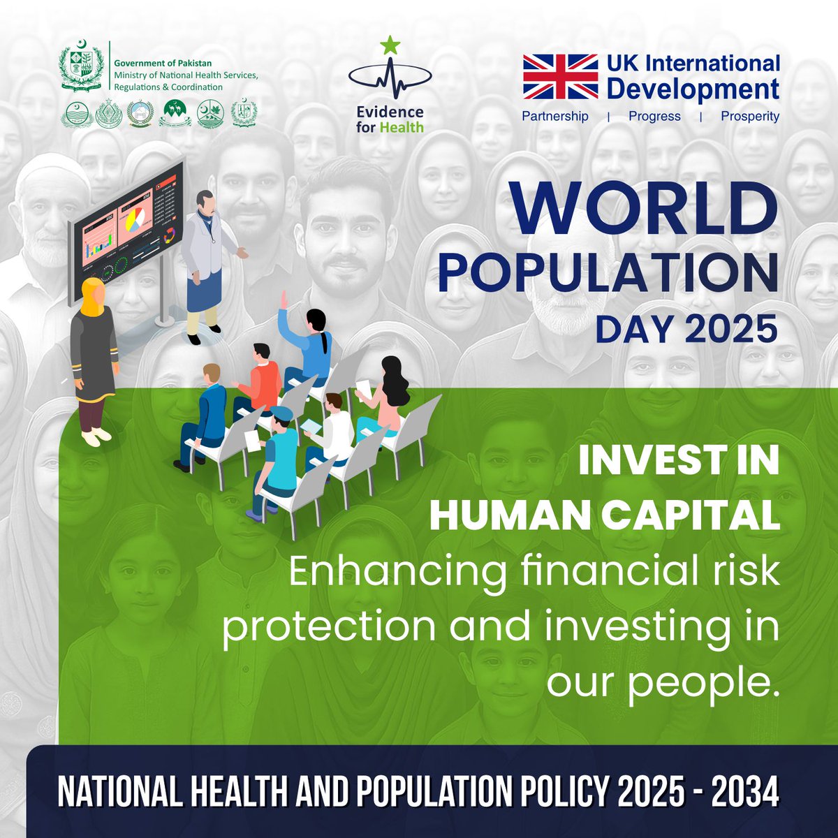 E4HProgramme's tweet image. On #WorldPopulationDay, we highlight Pakistan’s upcoming National Health and Population Policy 2025–2034 focusing on governance, human capital, family planning, data systems, multisectoral partnerships and balanced population growth. @nhsrcofficial